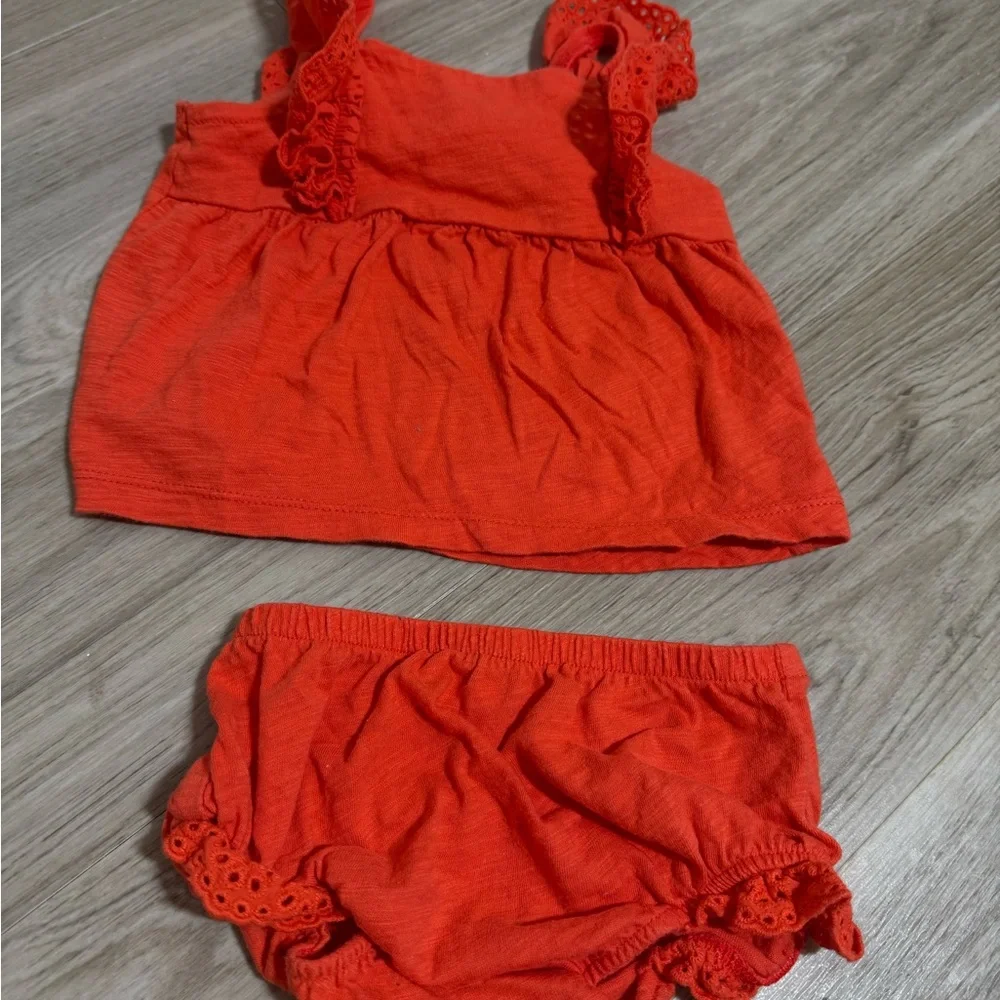 Carter's Orange Ruffled Diaper Cover Set